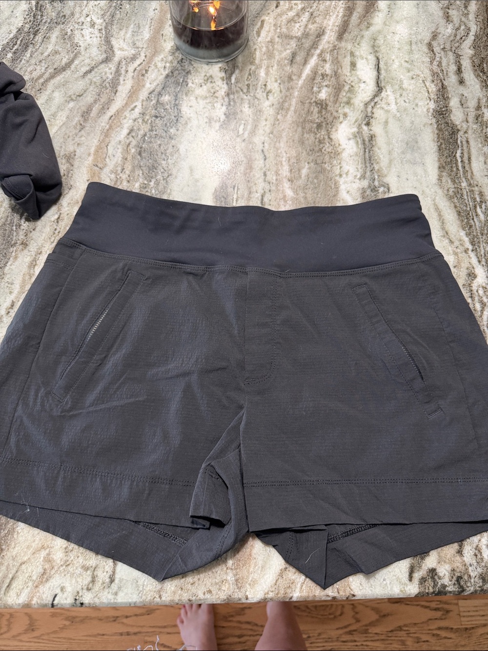 Athleta Black Trekkie north Athletic Shorts with Wide Waistband